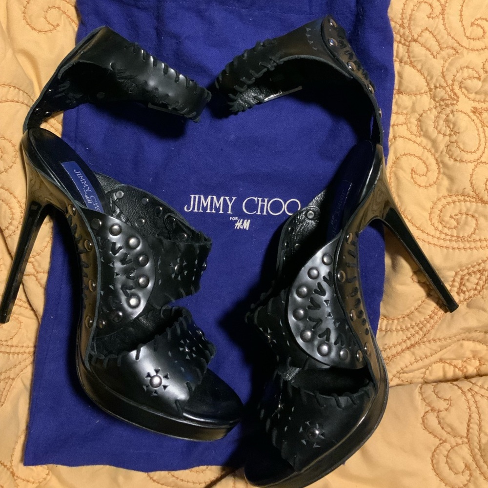 Size 39, black, dressy JIMMY CHOO shoes with bag!